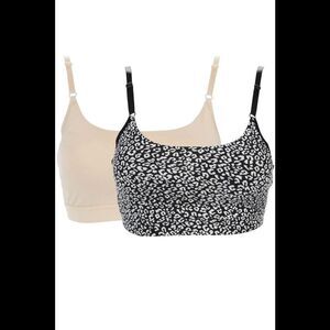 Uncover Women's 2pk Sewn-In Cup Lounge Bra Black Leopard/Sand -